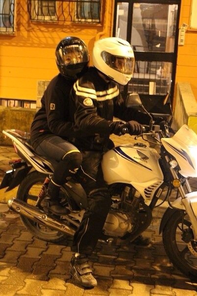 Selim Koç on a motorcycle