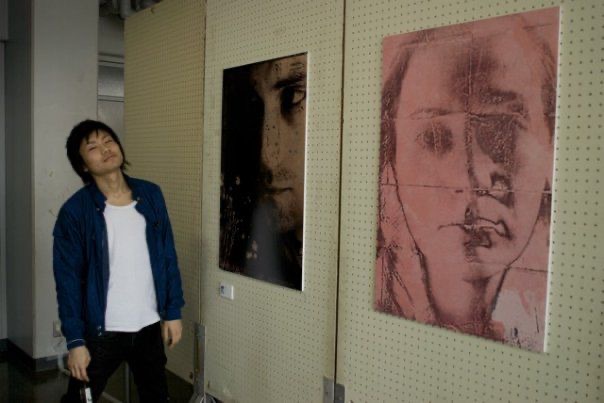 Two works from the graduation project on the exhibition wall, Tokyo, 2007